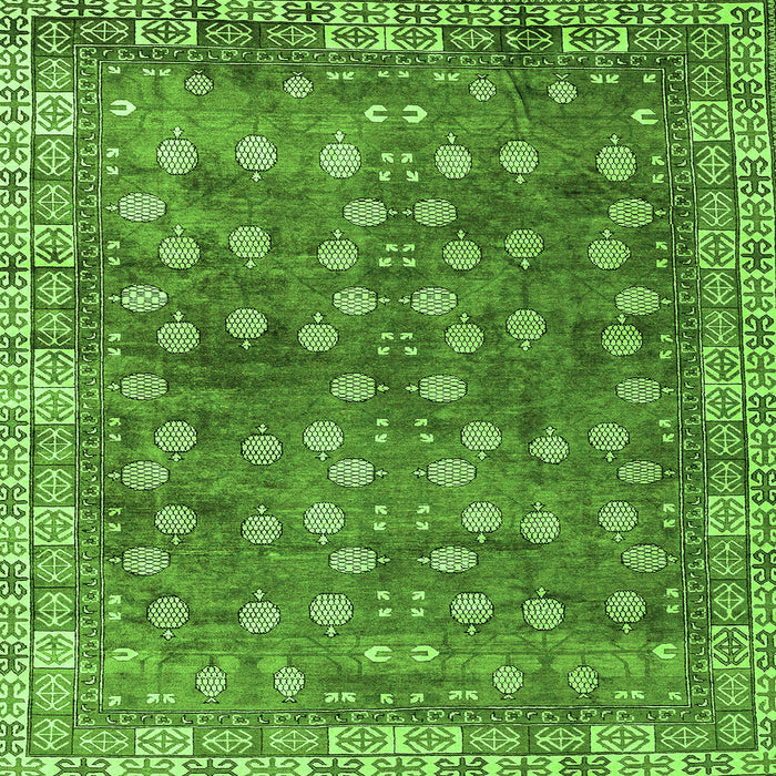 Square Oriental Green Traditional Rug, abs4129grn