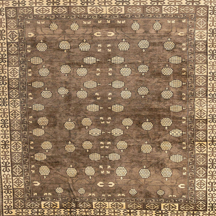 Square Machine Washable Abstract Saddle Brown Rug, wshabs4129
