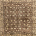 Square Machine Washable Abstract Saddle Brown Rug, wshabs4129