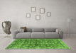 Machine Washable Oriental Green Traditional Area Rugs in a Living Room,, wshabs4129grn