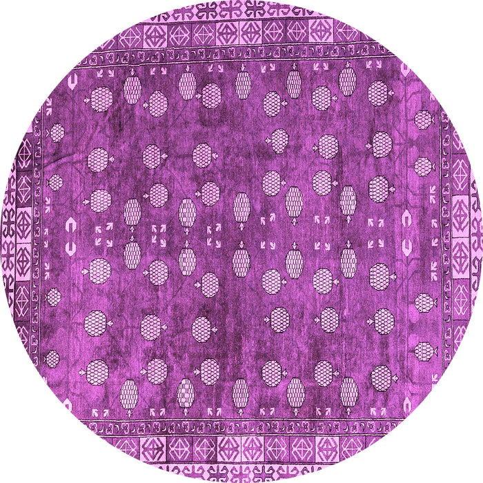 Round Oriental Purple Traditional Rug, abs4129pur