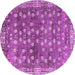 Round Machine Washable Oriental Purple Traditional Area Rugs, wshabs4129pur