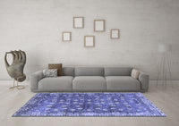 Machine Washable Oriental Blue Traditional Rug, wshabs4129blu