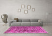 Machine Washable Oriental Pink Traditional Rug in a Living Room, wshabs4129pnk