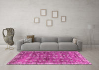 Machine Washable Oriental Pink Traditional Rug, wshabs4129pnk