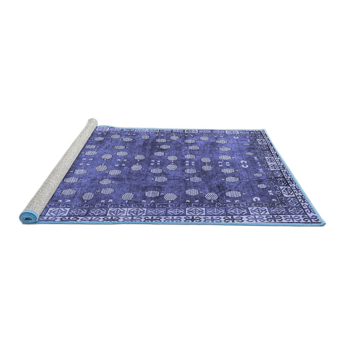 Sideview of Machine Washable Oriental Blue Traditional Rug, wshabs4129blu