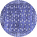 Round Machine Washable Oriental Blue Traditional Rug, wshabs4129blu