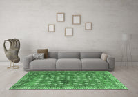 Machine Washable Oriental Emerald Green Traditional Rug, wshabs4129emgrn