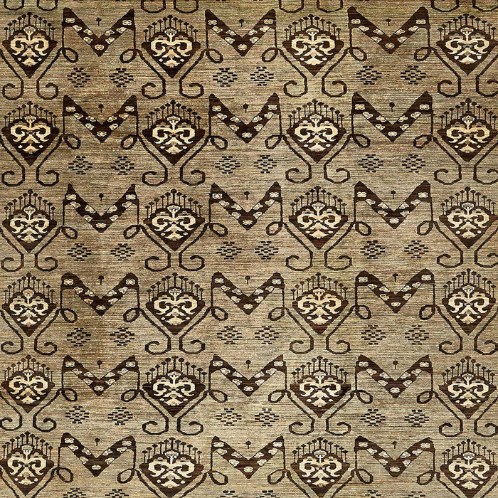 Square Machine Washable Abstract Bakers Brown Rug, wshabs412