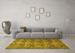 Machine Washable Abstract Yellow Modern Rug in a Living Room, wshabs412yw