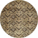 Round Machine Washable Abstract Bakers Brown Rug, wshabs412