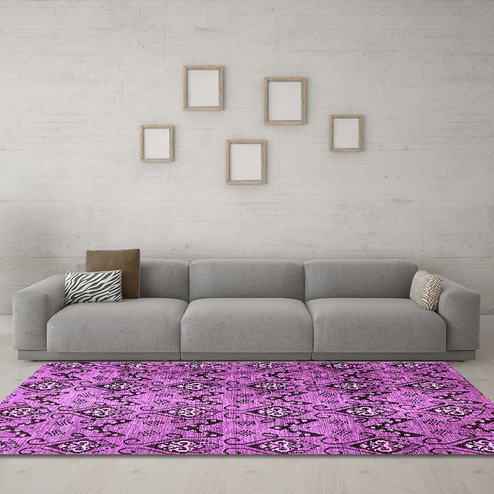 Machine Washable Abstract Purple Modern Area Rugs in a Living Room, wshabs412pur
