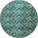 Round Abstract Light Blue Modern Rug, abs412lblu