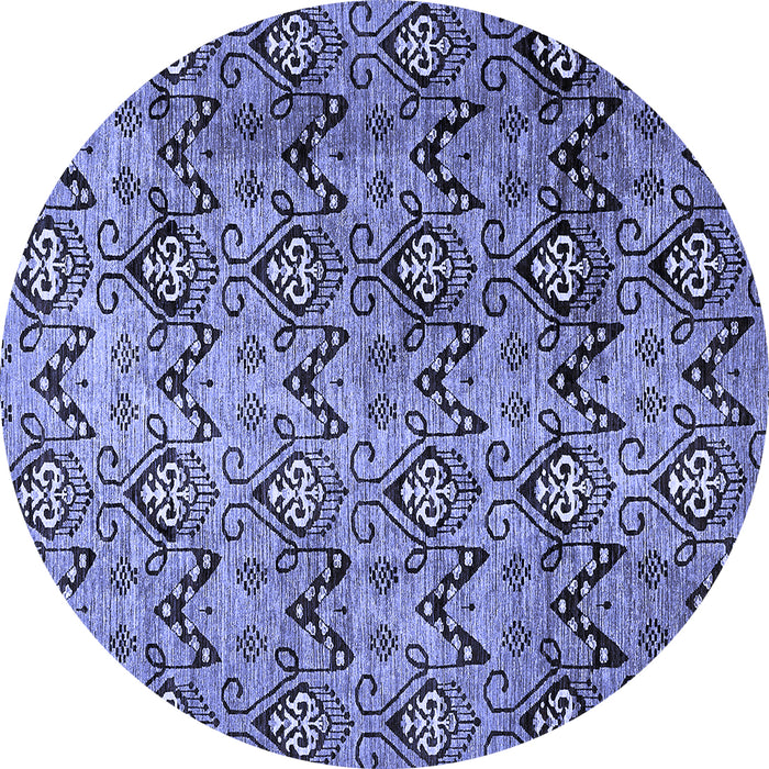 Round Machine Washable Abstract Blue Modern Rug, wshabs412blu