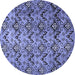 Round Machine Washable Abstract Blue Modern Rug, wshabs412blu