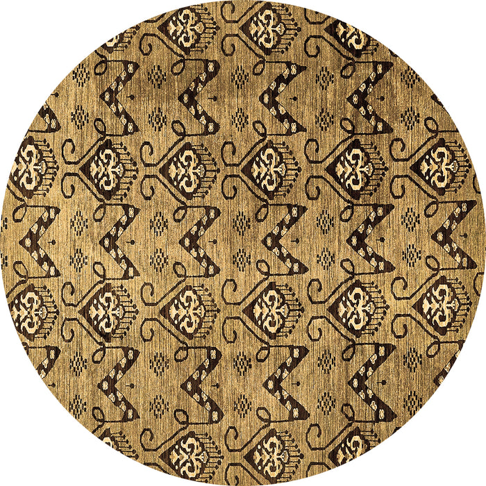 Round Machine Washable Abstract Brown Modern Rug, wshabs412brn