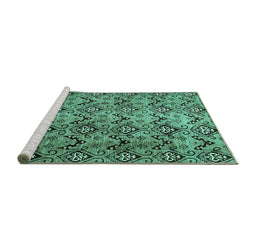 Sideview of Machine Washable Abstract Turquoise Modern Area Rugs, wshabs412turq