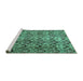 Sideview of Machine Washable Abstract Turquoise Modern Area Rugs, wshabs412turq