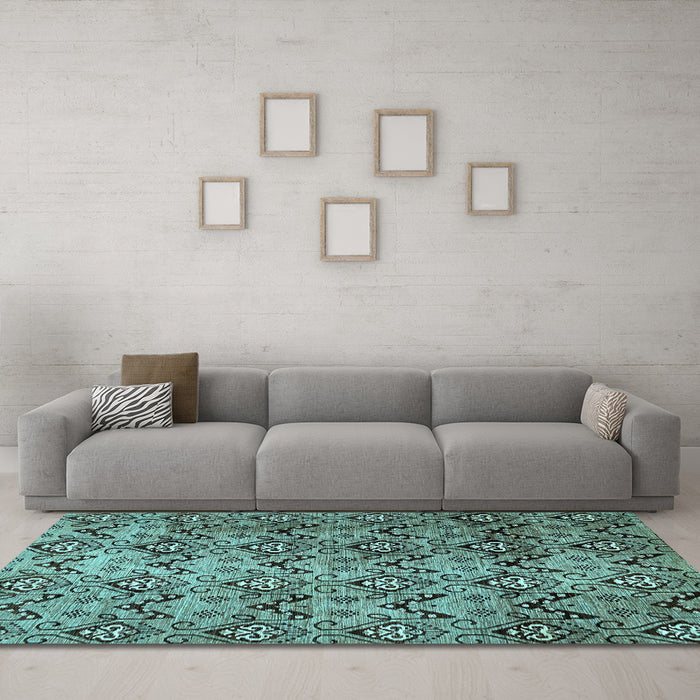 Machine Washable Abstract Light Blue Modern Rug in a Living Room, wshabs412lblu