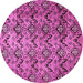 Round Machine Washable Abstract Pink Modern Rug, wshabs412pnk