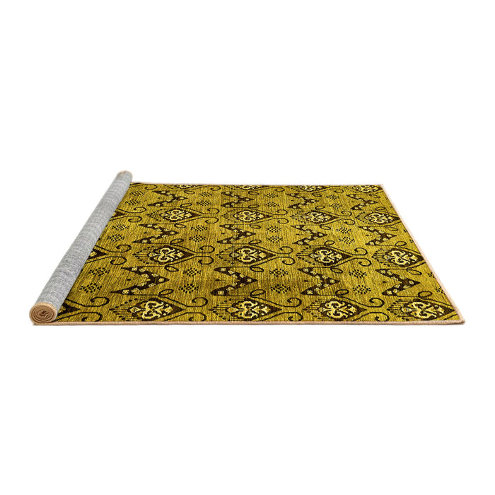 Sideview of Machine Washable Abstract Yellow Modern Rug, wshabs412yw