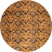 Round Abstract Orange Modern Rug, abs412org