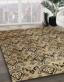 Machine Washable Abstract Bakers Brown Rug in a Family Room, wshabs412