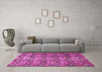 Machine Washable Abstract Pink Modern Rug, wshabs412pnk