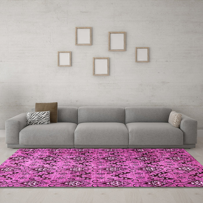 Machine Washable Abstract Pink Modern Rug in a Living Room, wshabs412pnk