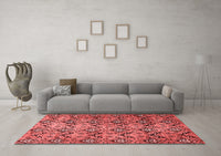 Machine Washable Abstract Red Modern Rug, wshabs412red