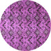 Round Machine Washable Abstract Purple Modern Area Rugs, wshabs412pur