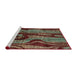 Sideview of Machine Washable Abstract Khaki Green Rug, wshabs4130