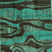 Square Machine Washable Abstract Turquoise Modern Area Rugs, wshabs4130turq