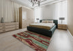 Abstract Khaki Green Modern Rug in a Bedroom, abs4130