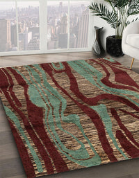 Abstract Khaki Green Modern Rug, abs4130