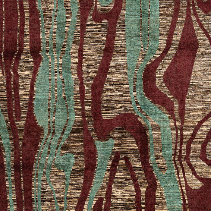 Machine Washable Abstract Khaki Green Rug, wshabs4130