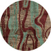 Round Abstract Khaki Green Modern Rug, abs4130