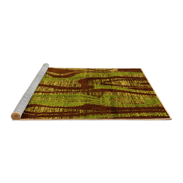 Sideview of Machine Washable Abstract Yellow Modern Rug, wshabs4130yw