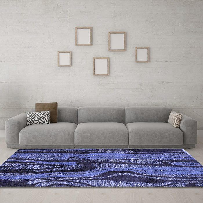 Machine Washable Abstract Blue Modern Rug in a Living Room, wshabs4130blu