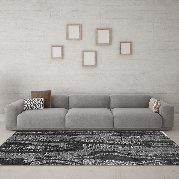 Machine Washable Abstract Gray Modern Rug in a Living Room,, wshabs4130gry