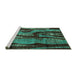 Sideview of Machine Washable Abstract Turquoise Modern Area Rugs, wshabs4130turq