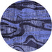 Round Machine Washable Abstract Blue Modern Rug, wshabs4130blu