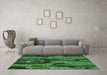 Machine Washable Abstract Emerald Green Modern Area Rugs in a Living Room,, wshabs4130emgrn