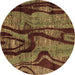 Round Machine Washable Abstract Brown Modern Rug, wshabs4130brn