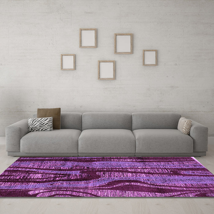 Machine Washable Abstract Purple Modern Area Rugs in a Living Room, wshabs4130pur