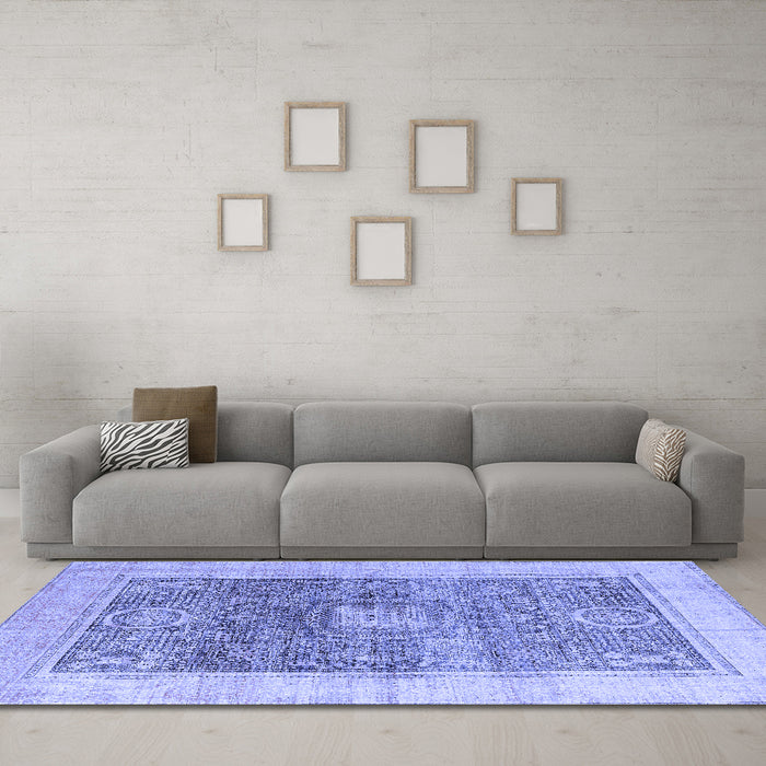 Machine Washable Abstract Blue Modern Rug in a Living Room, wshabs4131blu