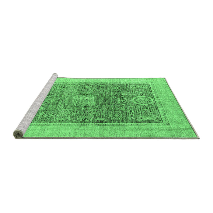 Sideview of Machine Washable Abstract Emerald Green Modern Area Rugs, wshabs4131emgrn