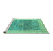 Sideview of Machine Washable Abstract Turquoise Modern Area Rugs, wshabs4131turq