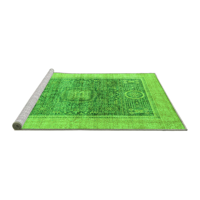 Sideview of Machine Washable Abstract Green Modern Area Rugs, wshabs4131grn