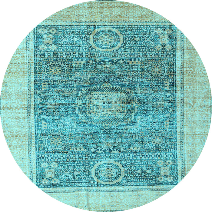 Round Abstract Light Blue Modern Rug, abs4131lblu